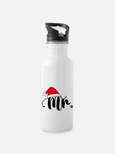 Monsieur Noël - Water bottle with straw - white