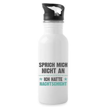 Sprich mich nicht an ich hatte Nachtschicht - Trinkflasche mit integriertem Trinkhalm - Weiß - Rechts