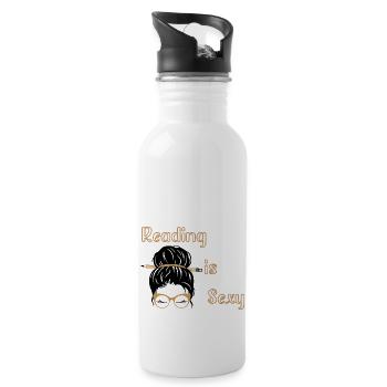 reading is sexy - Trinkflasche mit integriertem Trinkhalm - Weiß - Rechts