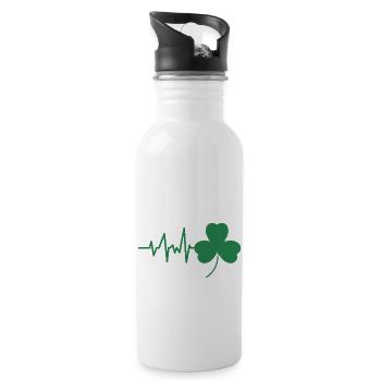 Rythme cardiaque Saint Patrick Irlande trèfle - Gourde avec paille intégrée - blanc - Droite
