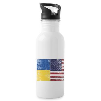 Ukraine - USA - Water bottle with straw - white - Right