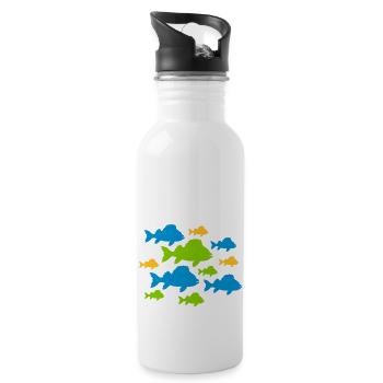Bunte Fische Muster - Trinkflasche mit integriertem Trinkhalm - Weiß - Rechts