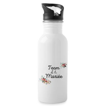 team de la Mariée evjf t-shirt assorti floral - Gourde avec paille intégrée - blanc - Droite
