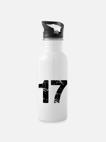 17 - Water bottle with straw - white