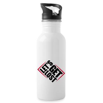 Lets Get Lost - Water bottle with straw - white - Right