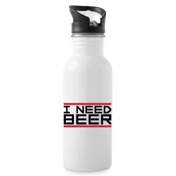 I Need Beer - Trinkflasche mit integriertem Trinkhalm - Weiß - Rechts