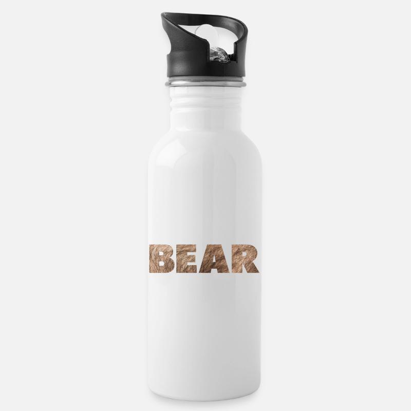 BEAR Gaybear - Trinkflasche mit integriertem Trinkhalm - Weiß