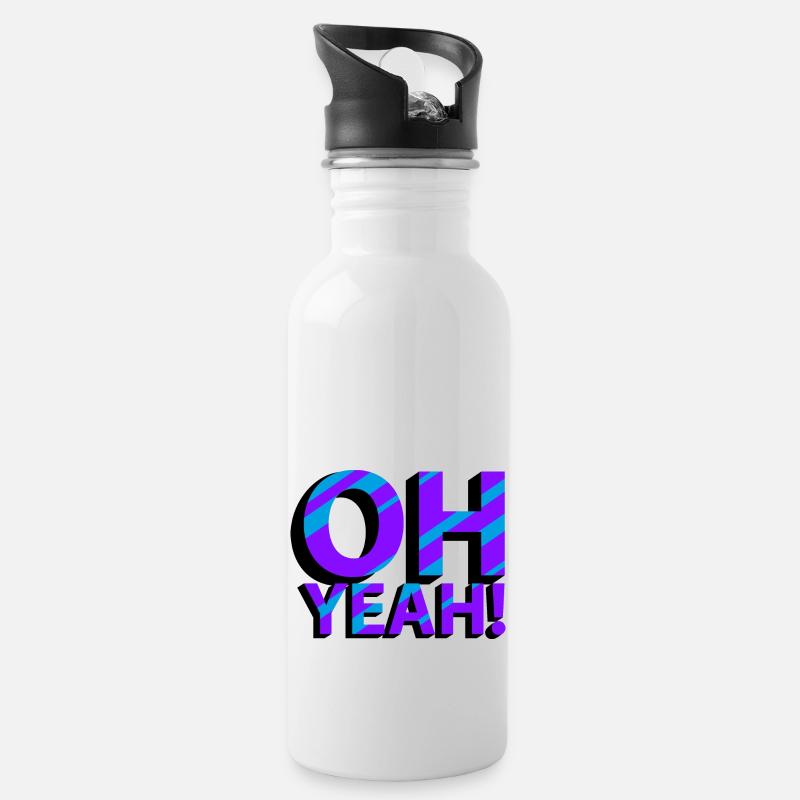 OH YEAH! - Trinkflasche mit integriertem Trinkhalm - Weiß