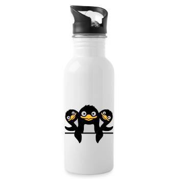 Drôles de pingouins 3 amis - Gourde avec paille intégrée - blanc - Droite