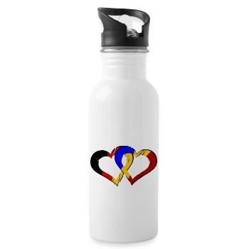 Romanian German Love - Water bottle with straw - white - Right