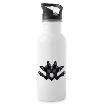 Abstract dog - Water bottle with straw - white - Right