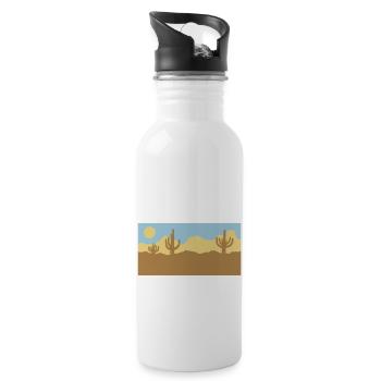 Desert Landscape Silhouette Skyline - Water bottle with straw - white - Right