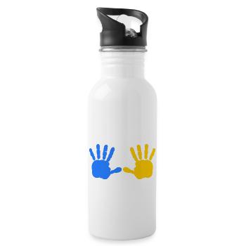 Ukraine - Trinkflasche mit integriertem Trinkhalm - Weiß - Rechts