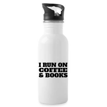 Buch Leser Lesen Kaffee Buchliebhaber Bücher - Trinkflasche mit integriertem Trinkhalm - Weiß - Rechts