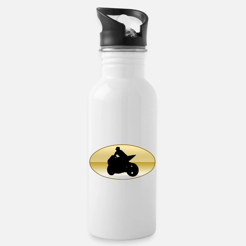 Motorrad - Trinkflasche mit integriertem Trinkhalm - Weiß