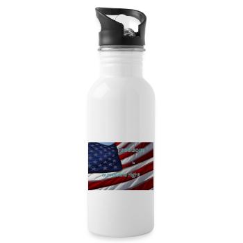 Drapeau des États-Unis - Gourde avec paille intégrée - blanc - Droite