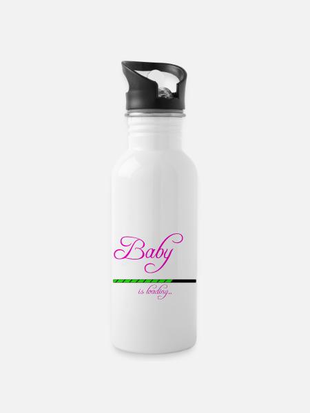 Baby is loading - Trinkflasche mit integriertem Trinkhalm - Weiß