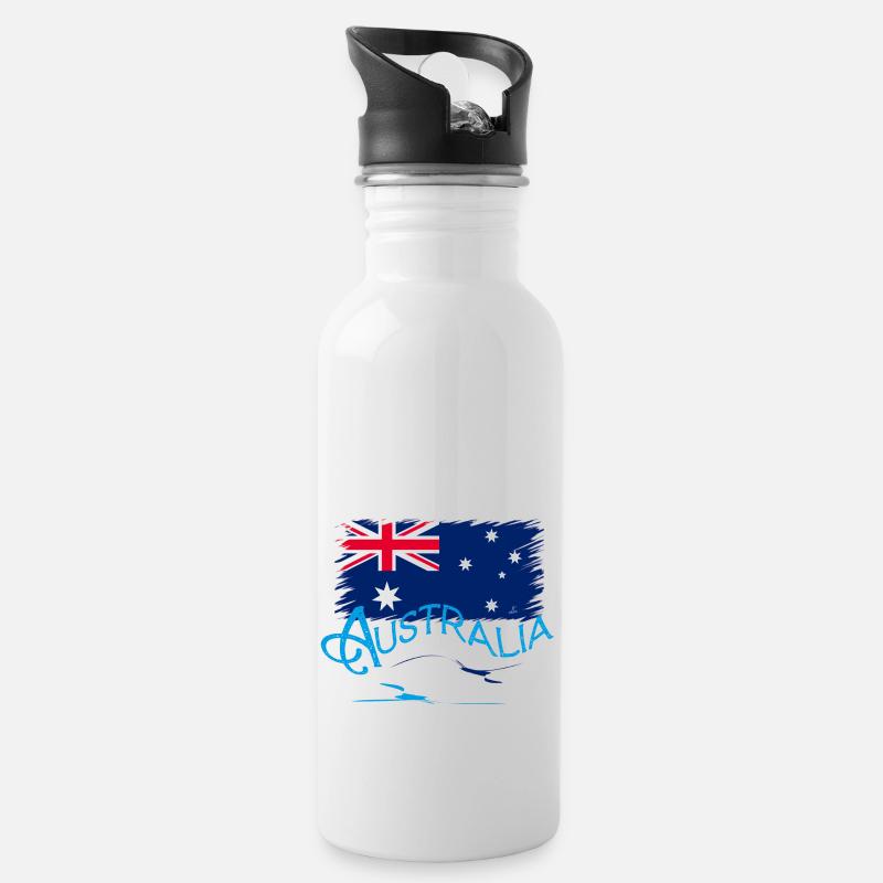 Australien - Trinkflasche mit integriertem Trinkhalm - Weiß