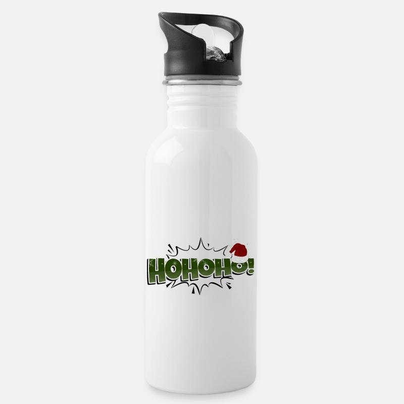 HoHoHo! Comic Style Bubble Graffiti Schriftzug - Trinkflasche mit integriertem Trinkhalm - Weiß