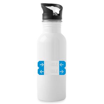 inhale exhale yoga quote - Water bottle with straw - white - Right
