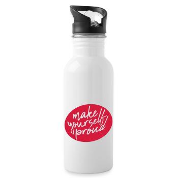 make yourself proud Zitat - Trinkflasche mit integriertem Trinkhalm - Weiß - Rechts