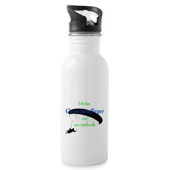 Ich bin Gleitschirmflieger1 - Trinkflasche mit integriertem Trinkhalm - Weiß - Rechts