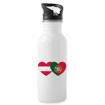 Autriche Portugal Flag Coeur - Gourde avec paille intégrée - blanc - Droite