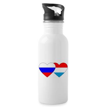 Russie Luxembourg Flag Heart - Gourde avec paille intégrée - blanc - Droite