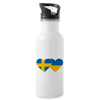 Suède Ukraine Flag Heart - Gourde avec paille intégrée - blanc - Droite
