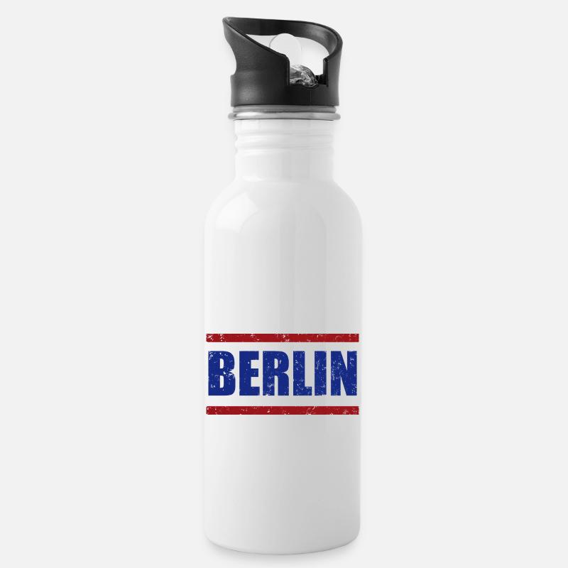 Berlin - Trinkflasche mit integriertem Trinkhalm - Weiß