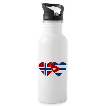 Norvège Drapeau de Cuba Cœur - Gourde avec paille intégrée - blanc - Droite
