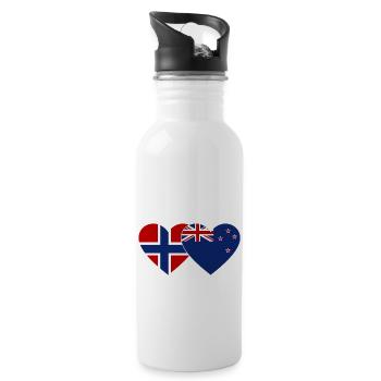 Norvège Nouvelle-Zélande Flag Heart - Gourde avec paille intégrée - blanc - Droite