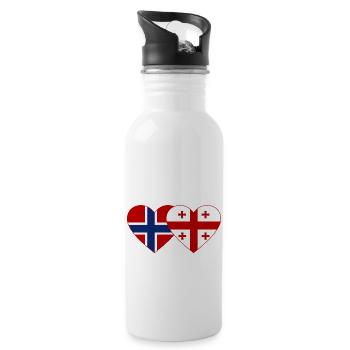 Norvège Géorgie Flag Heart - Gourde avec paille intégrée - blanc - Droite