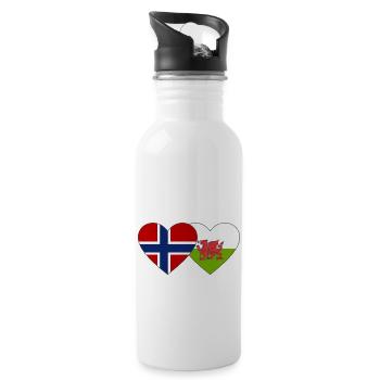 Norvège Pays de Galles Flag Heart - Gourde avec paille intégrée - blanc - Droite