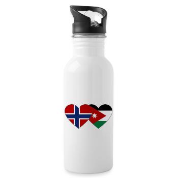 Norwegen Jordanien Flagge Herz - Trinkflasche mit integriertem Trinkhalm - Weiß - Rechts