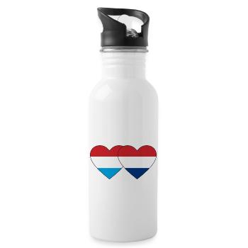 Luxembourg Holland Flag Heart - Gourde avec paille intégrée - blanc - Droite