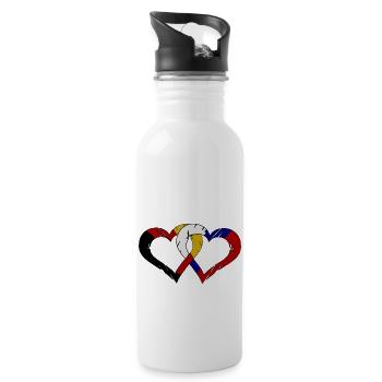 Russian German Hearts - Water bottle with straw - white - Right