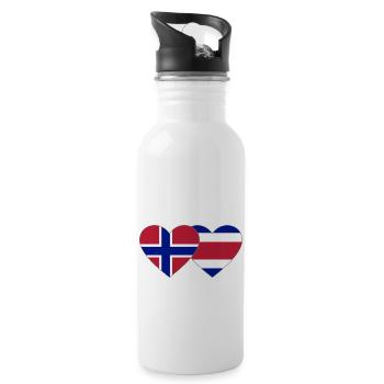 Norway Costa Rica Flag Heart - Water bottle with straw - white - Right
