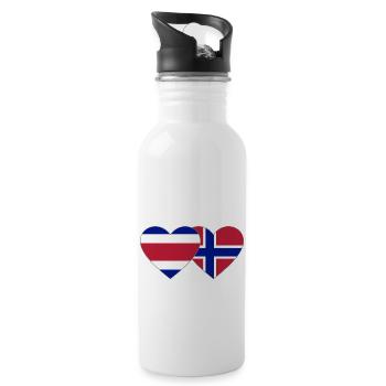 Costa Rica Norvège Flag Coeur - Gourde avec paille intégrée - blanc - Droite