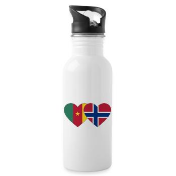 Kemerun Norway Flag Heart - Water bottle with straw - white - Right