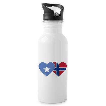 Somalia Norway Flag Heart - Water bottle with straw - white - Right