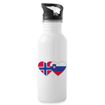 Norwegen Slowenien Flagge Herz - Trinkflasche mit integriertem Trinkhalm - Weiß - Rechts