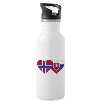 Norwegen Slowakei Flagge Herz - Trinkflasche mit integriertem Trinkhalm - Weiß - Rechts