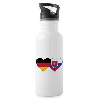 Deutschland Slowakei Flagge Herz - Trinkflasche mit integriertem Trinkhalm - Weiß - Rechts