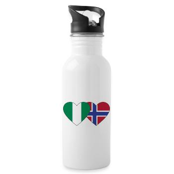 Nigeria Norway Flag Heart - Water bottle with straw - white - Right