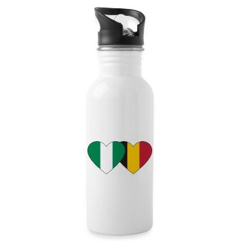 Nigeria Belgien Flagge Herz - Trinkflasche mit integriertem Trinkhalm - Weiß - Rechts