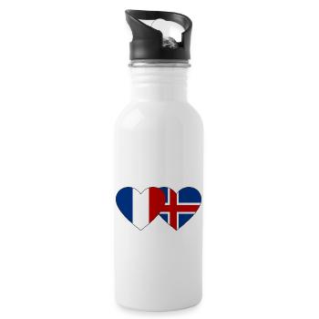 France Islande Flag Coeur - Gourde avec paille intégrée - blanc - Droite