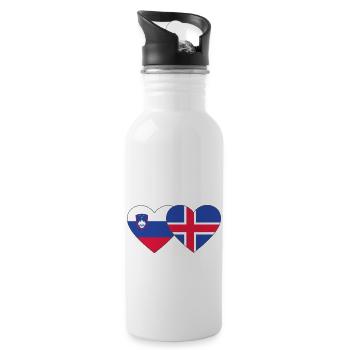 Slowenien Island Flagge Herz - Trinkflasche mit integriertem Trinkhalm - Weiß - Rechts