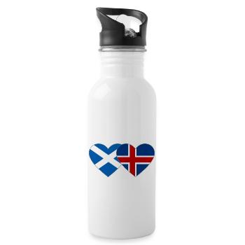 Schottland Island Flagge Herz - Trinkflasche mit integriertem Trinkhalm - Weiß - Rechts