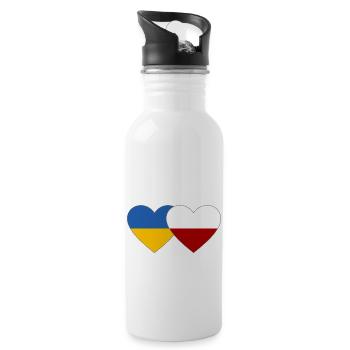 Ukraine Polen Flagge Herz - Trinkflasche mit integriertem Trinkhalm - Weiß - Rechts